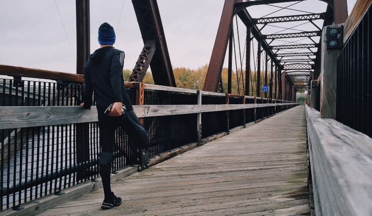 Men stretching for walking