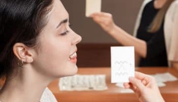 Woman undergoing speech therapy 